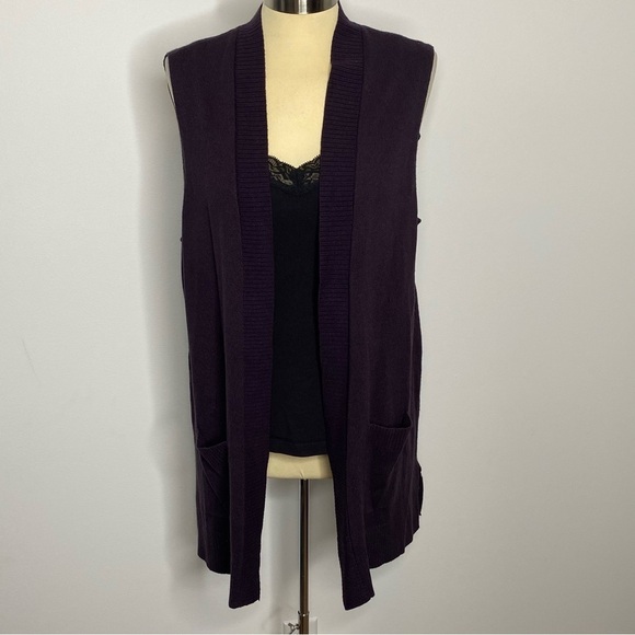 Croft and Barrow Purple Sweater Vest Cardigan - Picture 1 of 7